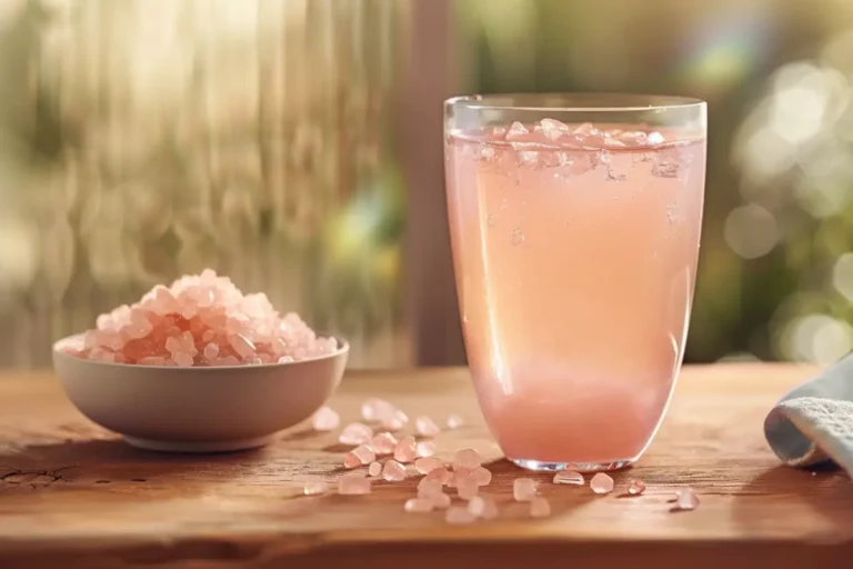 Pink salt recipe for weight loss – a glass of pink salt water with Himalayan salt.