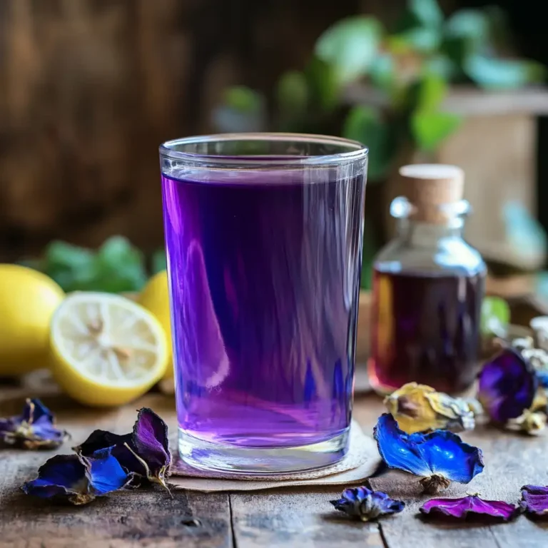Vibrant glass of Homemade Mounjaro Recipe with butterfly pea flowers