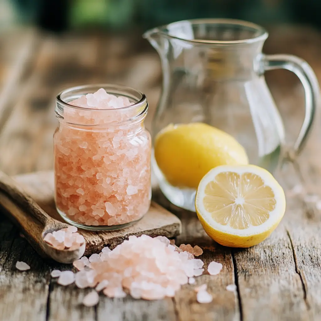 Ingredients for making Himalayan salt flush for weight loss.