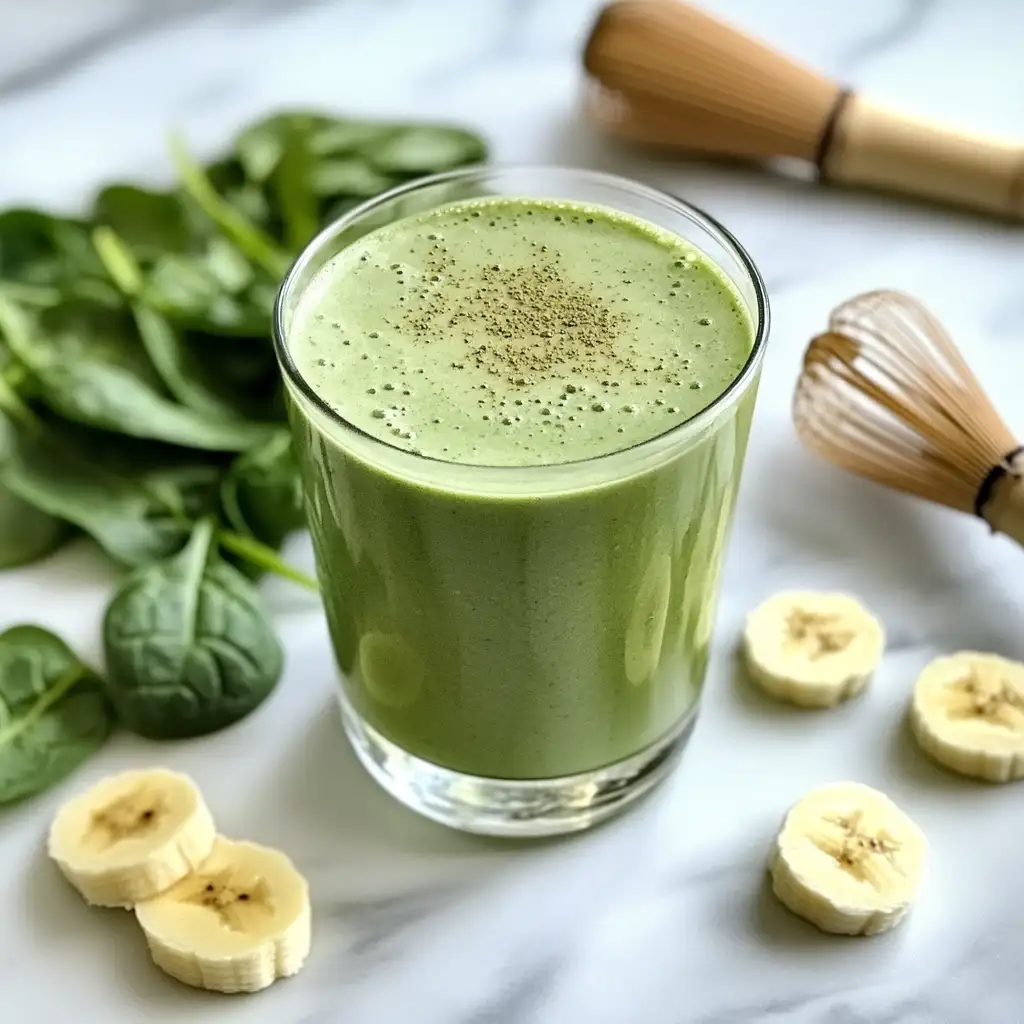 Matcha green tea smoothie recipe with banana and spinach