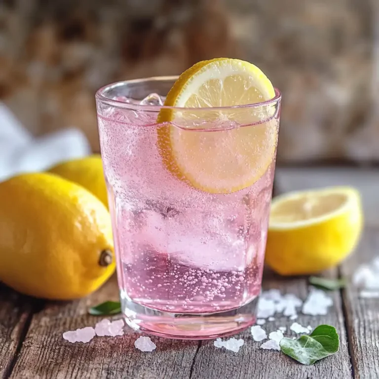 Pink salt trick recipe drink on wooden table